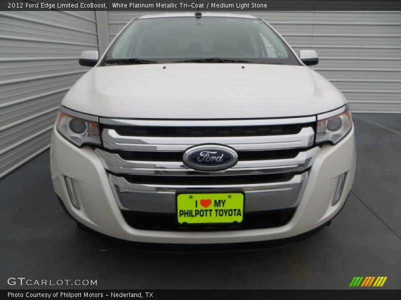 White Platinum Metallic Tri-Coat / Medium Light Stone 2012 Ford Edge Limited EcoBoost