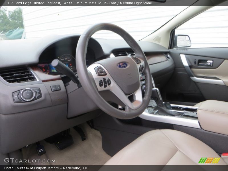 White Platinum Metallic Tri-Coat / Medium Light Stone 2012 Ford Edge Limited EcoBoost