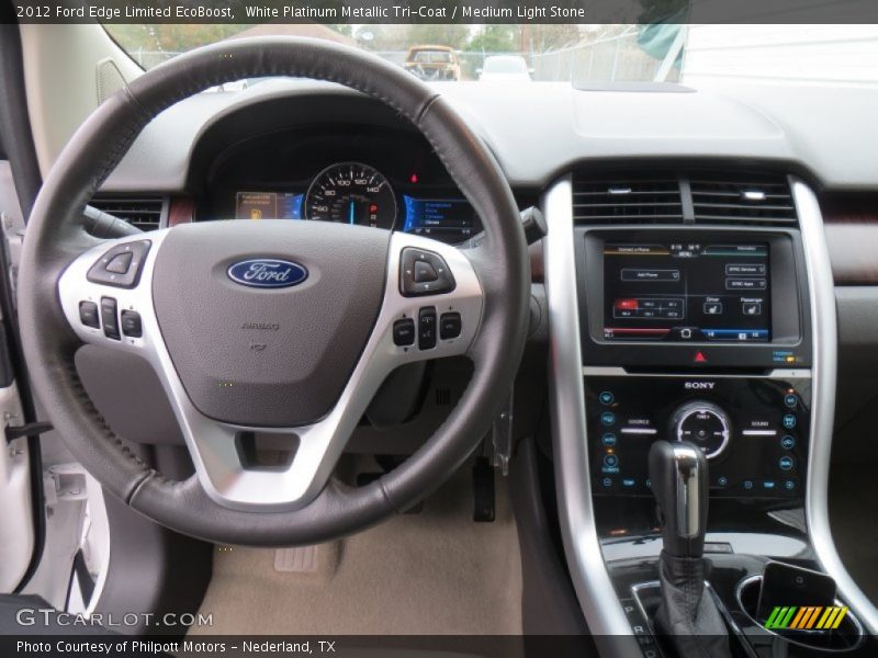 White Platinum Metallic Tri-Coat / Medium Light Stone 2012 Ford Edge Limited EcoBoost