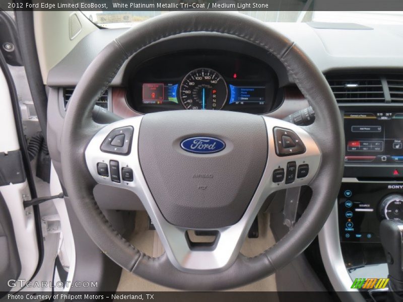 White Platinum Metallic Tri-Coat / Medium Light Stone 2012 Ford Edge Limited EcoBoost
