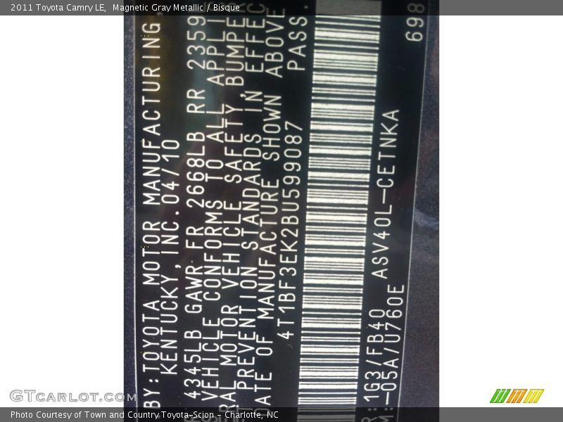 Magnetic Gray Metallic / Bisque 2011 Toyota Camry LE