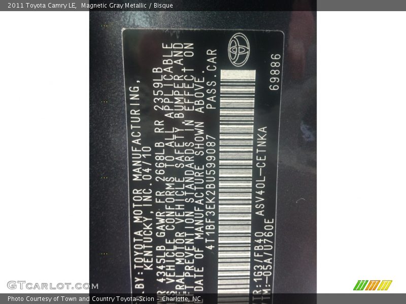 Magnetic Gray Metallic / Bisque 2011 Toyota Camry LE