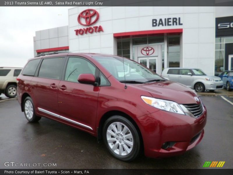 Salsa Red Pearl / Light Gray 2013 Toyota Sienna LE AWD