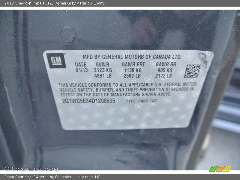 Ashen Gray Metallic / Ebony 2013 Chevrolet Impala LTZ
