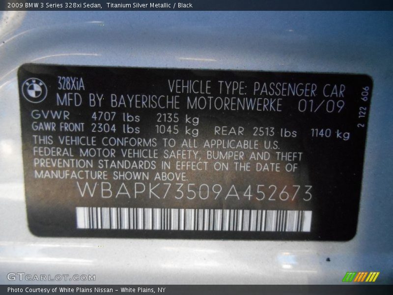Titanium Silver Metallic / Black 2009 BMW 3 Series 328xi Sedan