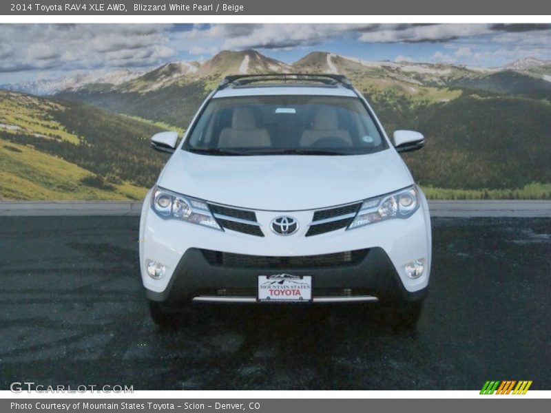 Blizzard White Pearl / Beige 2014 Toyota RAV4 XLE AWD