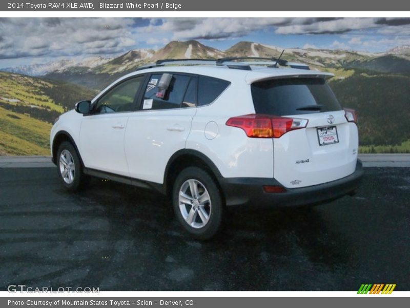 Blizzard White Pearl / Beige 2014 Toyota RAV4 XLE AWD