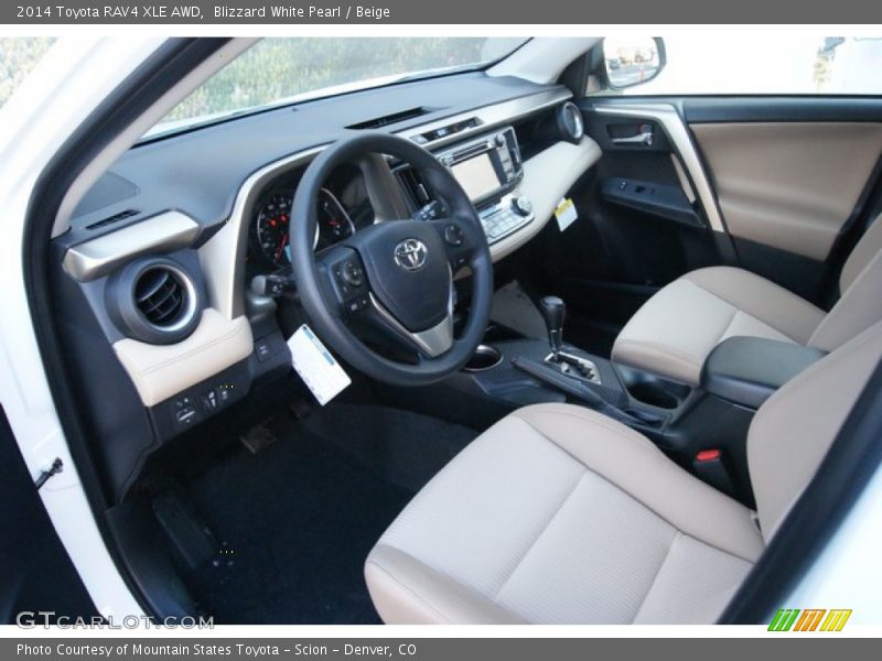 Blizzard White Pearl / Beige 2014 Toyota RAV4 XLE AWD