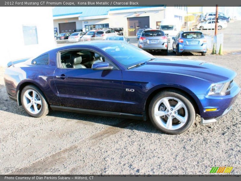 Kona Blue Metallic / Charcoal Black 2012 Ford Mustang GT Premium Coupe