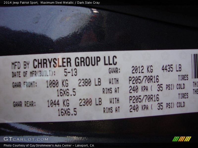 Maximum Steel Metallic / Dark Slate Gray 2014 Jeep Patriot Sport