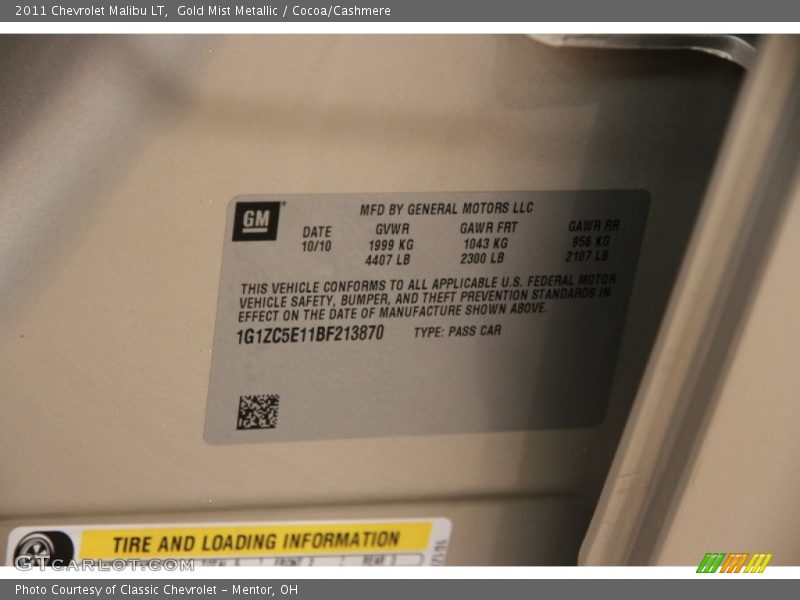 Gold Mist Metallic / Cocoa/Cashmere 2011 Chevrolet Malibu LT