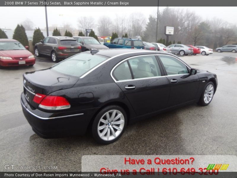 Black Sapphire Metallic / Cream Beige 2008 BMW 7 Series 750Li Sedan