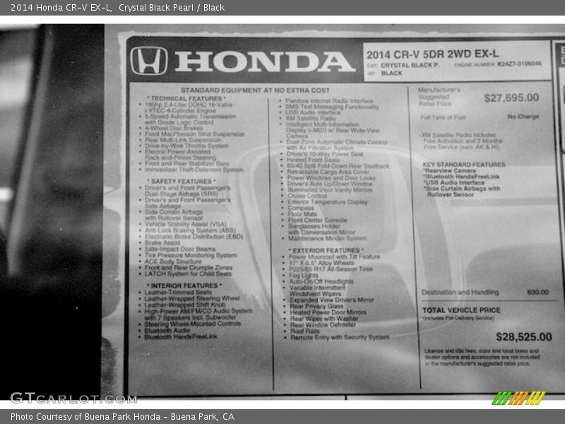 Crystal Black Pearl / Black 2014 Honda CR-V EX-L