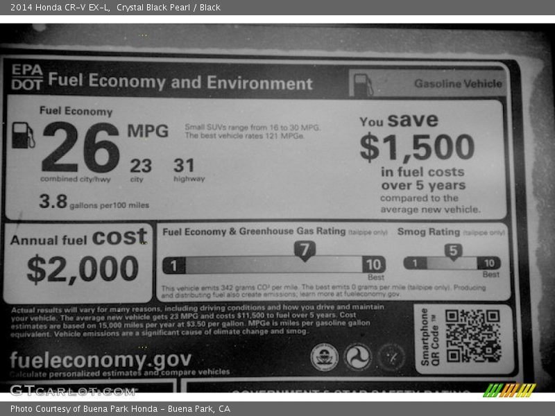 Crystal Black Pearl / Black 2014 Honda CR-V EX-L