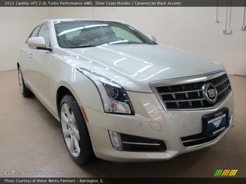 Silver Coast Metallic / Caramel/Jet Black Accents 2013 Cadillac ATS 2.0L Turbo Performance AWD
