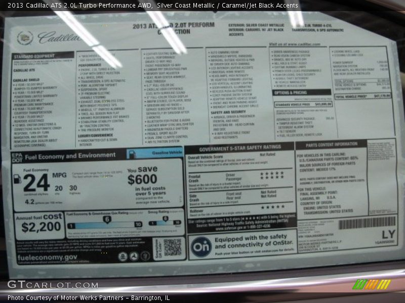  2013 ATS 2.0L Turbo Performance AWD Window Sticker