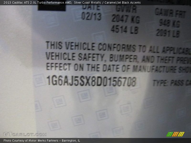 Silver Coast Metallic / Caramel/Jet Black Accents 2013 Cadillac ATS 2.0L Turbo Performance AWD