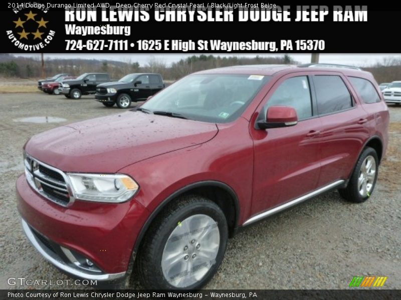 Deep Cherry Red Crystal Pearl / Black/Light Frost Beige 2014 Dodge Durango Limited AWD