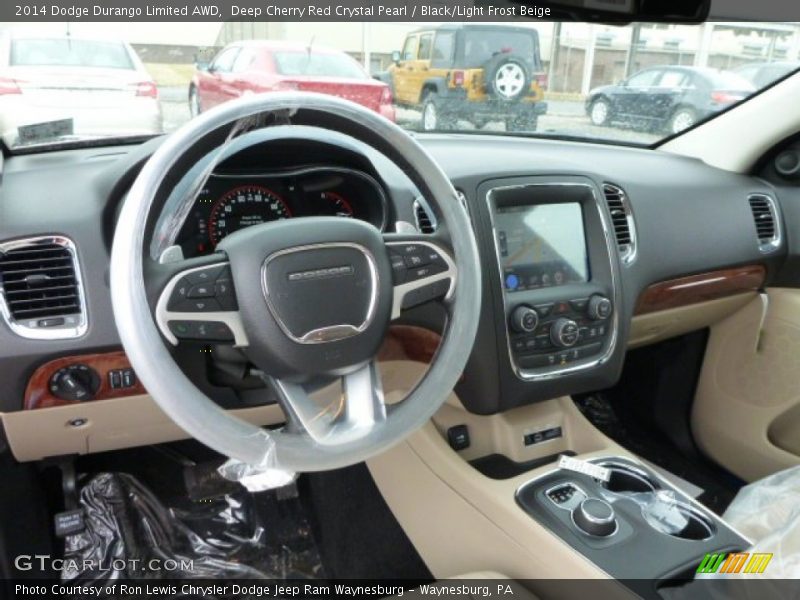 Deep Cherry Red Crystal Pearl / Black/Light Frost Beige 2014 Dodge Durango Limited AWD