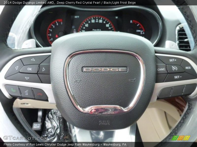 Deep Cherry Red Crystal Pearl / Black/Light Frost Beige 2014 Dodge Durango Limited AWD