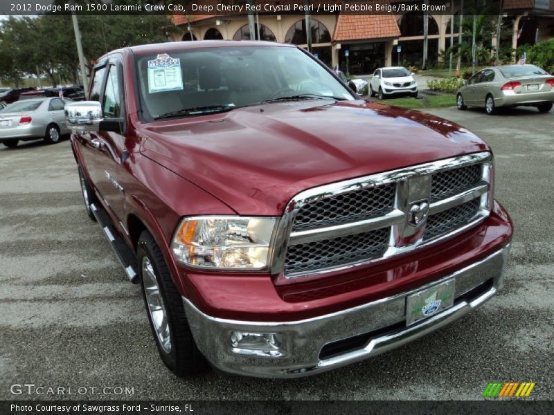 Deep Cherry Red Crystal Pearl / Light Pebble Beige/Bark Brown 2012 Dodge Ram 1500 Laramie Crew Cab