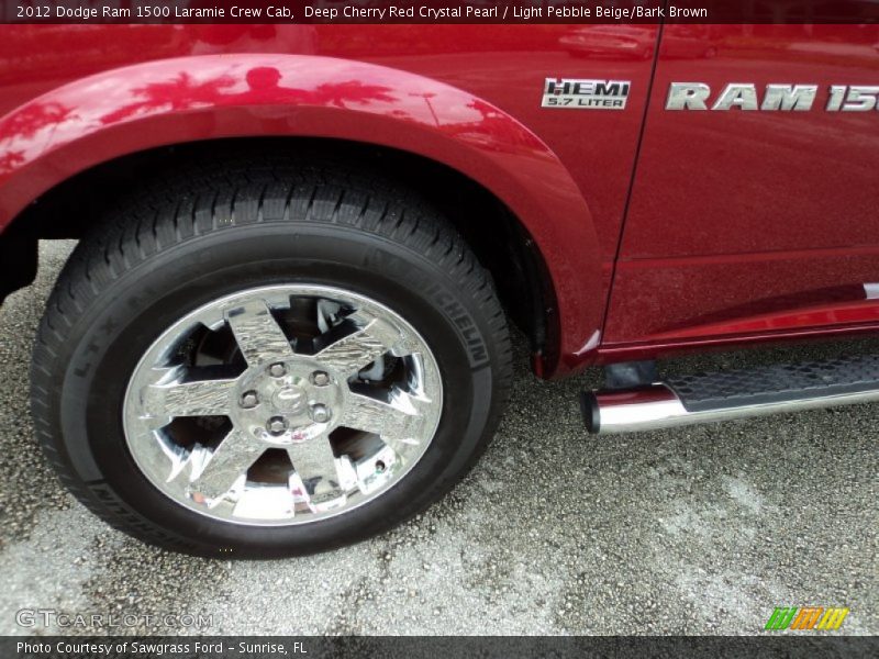 Deep Cherry Red Crystal Pearl / Light Pebble Beige/Bark Brown 2012 Dodge Ram 1500 Laramie Crew Cab