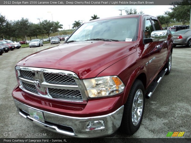 Deep Cherry Red Crystal Pearl / Light Pebble Beige/Bark Brown 2012 Dodge Ram 1500 Laramie Crew Cab