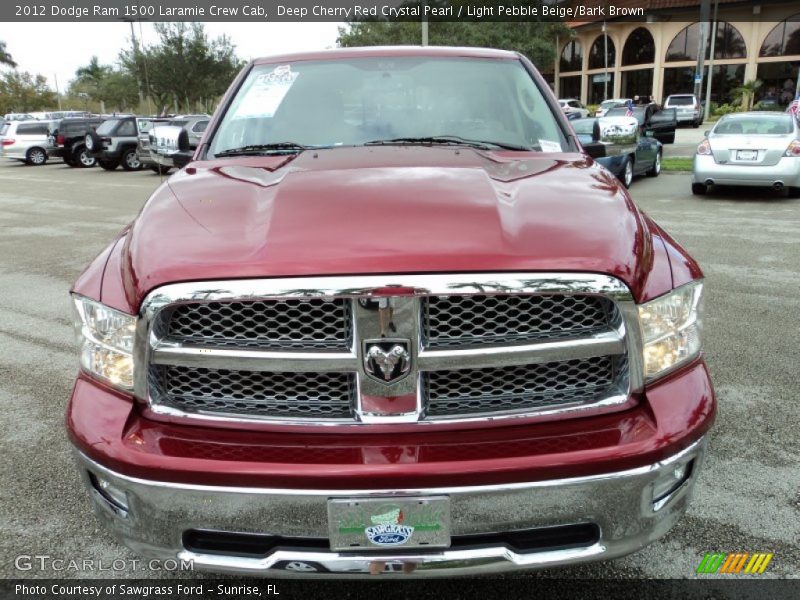 Deep Cherry Red Crystal Pearl / Light Pebble Beige/Bark Brown 2012 Dodge Ram 1500 Laramie Crew Cab