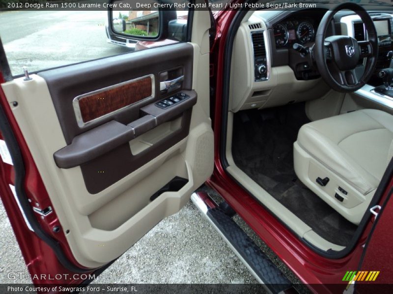Deep Cherry Red Crystal Pearl / Light Pebble Beige/Bark Brown 2012 Dodge Ram 1500 Laramie Crew Cab