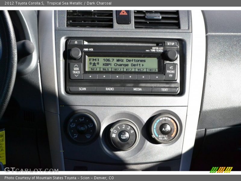 Tropical Sea Metallic / Dark Charcoal 2012 Toyota Corolla S
