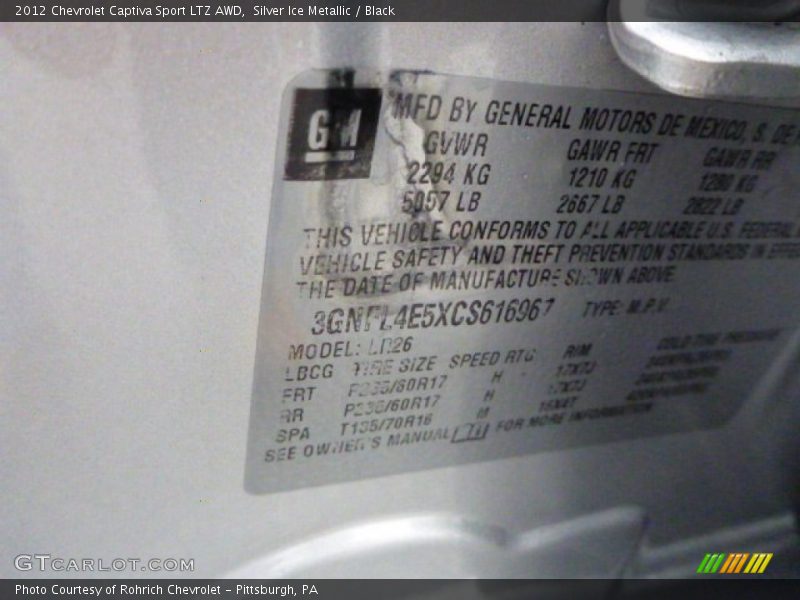 Silver Ice Metallic / Black 2012 Chevrolet Captiva Sport LTZ AWD