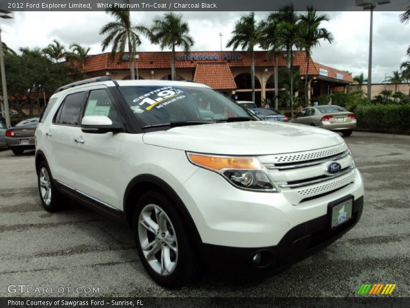 White Platinum Tri-Coat / Charcoal Black 2012 Ford Explorer Limited