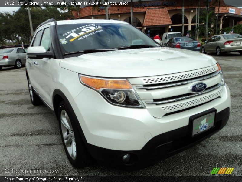 White Platinum Tri-Coat / Charcoal Black 2012 Ford Explorer Limited