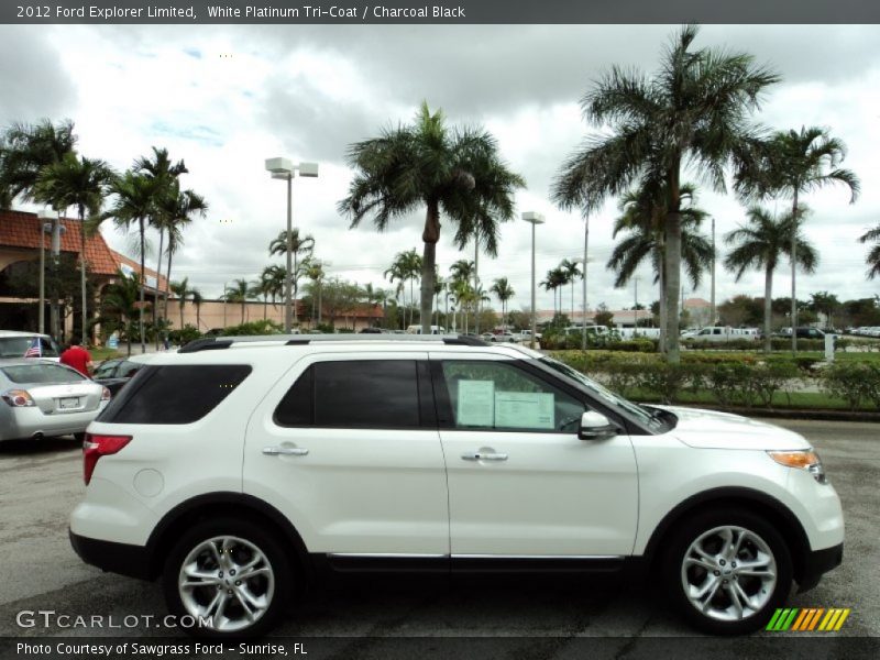 White Platinum Tri-Coat / Charcoal Black 2012 Ford Explorer Limited