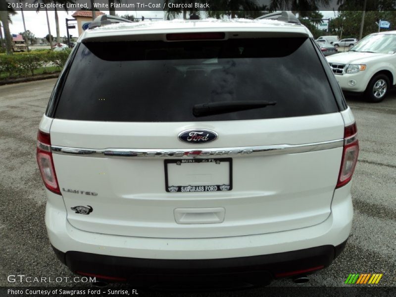 White Platinum Tri-Coat / Charcoal Black 2012 Ford Explorer Limited