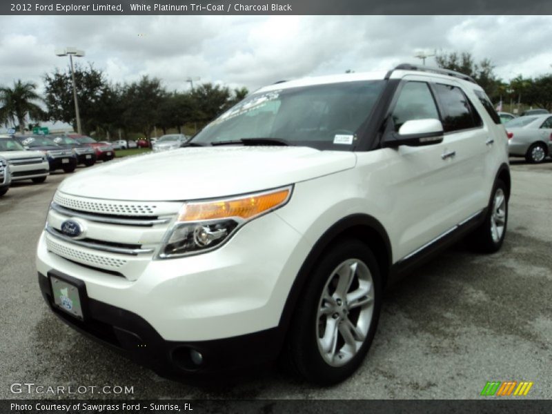 White Platinum Tri-Coat / Charcoal Black 2012 Ford Explorer Limited