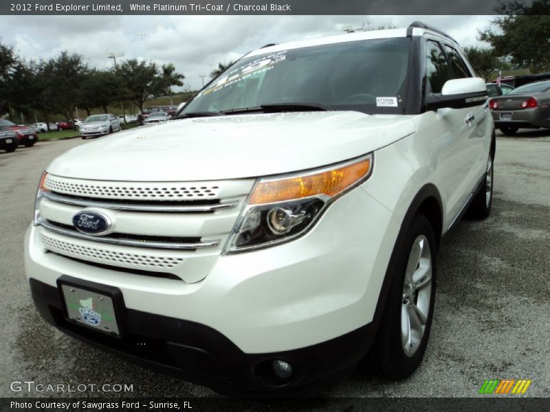 White Platinum Tri-Coat / Charcoal Black 2012 Ford Explorer Limited