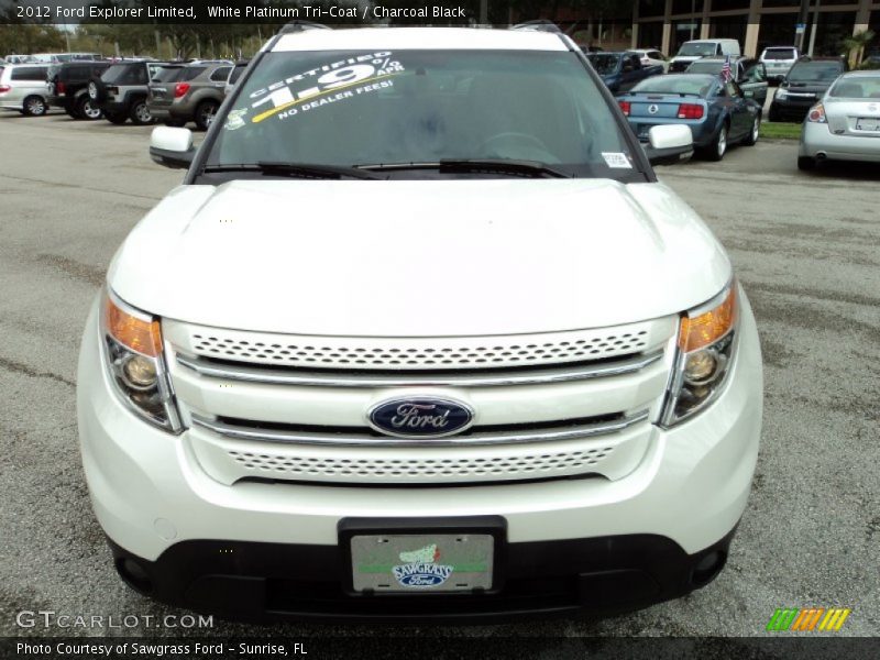White Platinum Tri-Coat / Charcoal Black 2012 Ford Explorer Limited