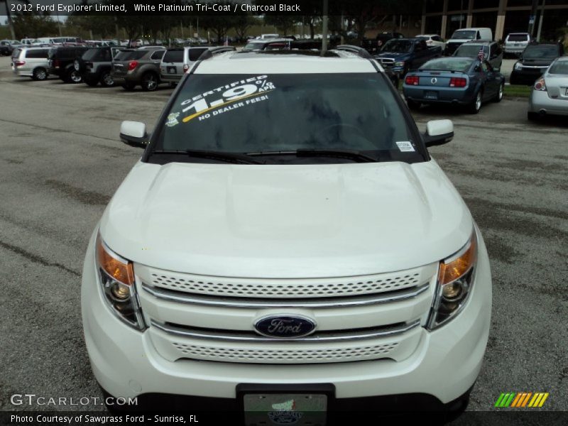 White Platinum Tri-Coat / Charcoal Black 2012 Ford Explorer Limited