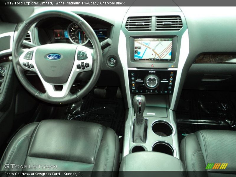 White Platinum Tri-Coat / Charcoal Black 2012 Ford Explorer Limited