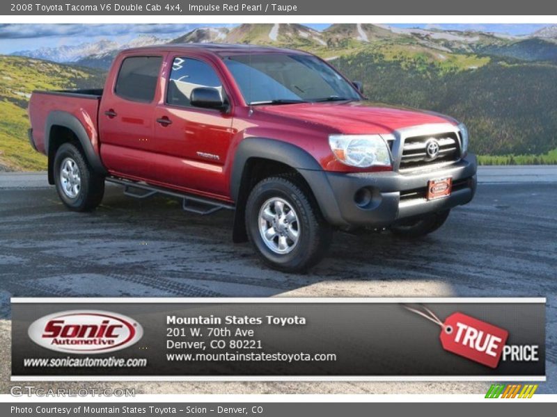 Impulse Red Pearl / Taupe 2008 Toyota Tacoma V6 Double Cab 4x4