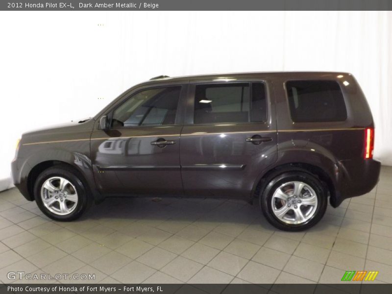 Dark Amber Metallic / Beige 2012 Honda Pilot EX-L