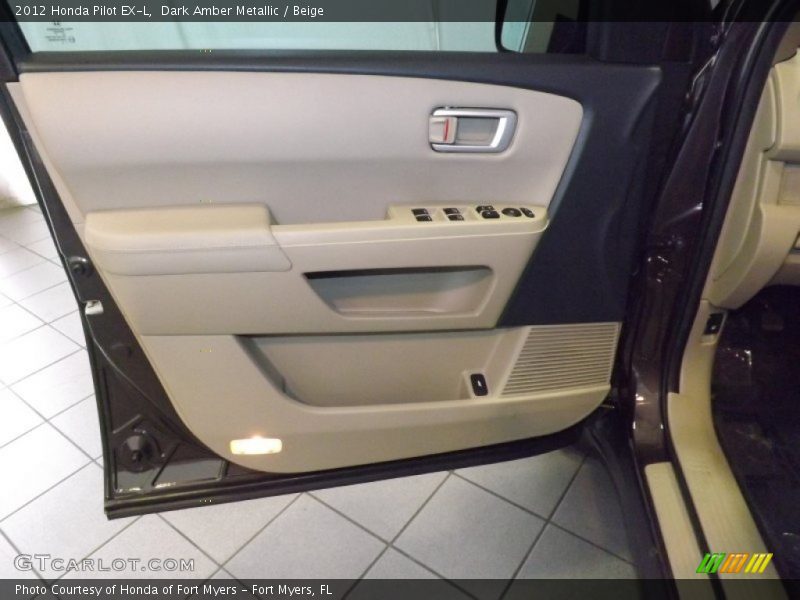 Dark Amber Metallic / Beige 2012 Honda Pilot EX-L