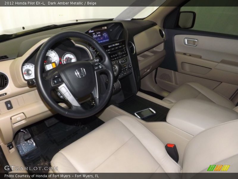 Dark Amber Metallic / Beige 2012 Honda Pilot EX-L
