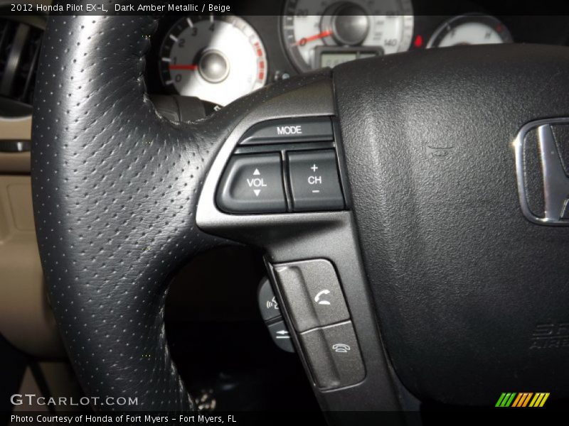 Dark Amber Metallic / Beige 2012 Honda Pilot EX-L