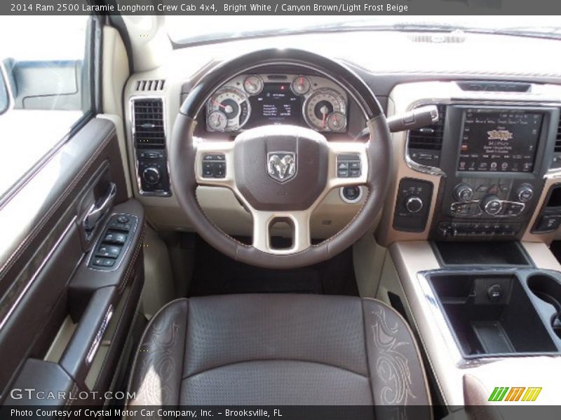 Bright White / Canyon Brown/Light Frost Beige 2014 Ram 2500 Laramie Longhorn Crew Cab 4x4