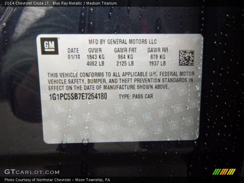 Blue Ray Metallic / Medium Titanium 2014 Chevrolet Cruze LT