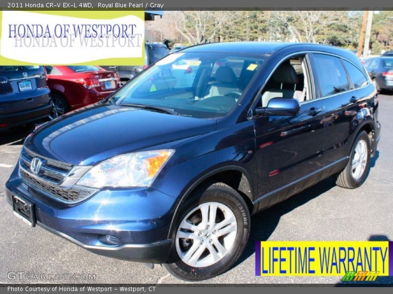 Royal Blue Pearl / Gray 2011 Honda CR-V EX-L 4WD