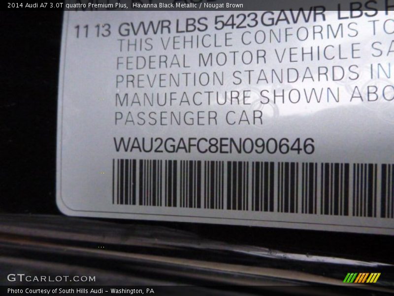 Havanna Black Metallic / Nougat Brown 2014 Audi A7 3.0T quattro Premium Plus