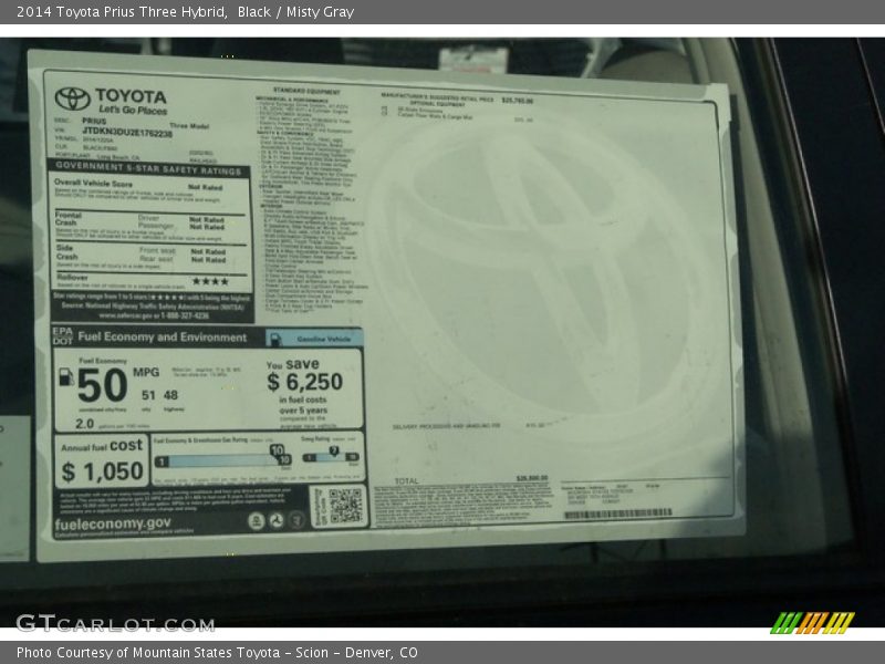 Black / Misty Gray 2014 Toyota Prius Three Hybrid